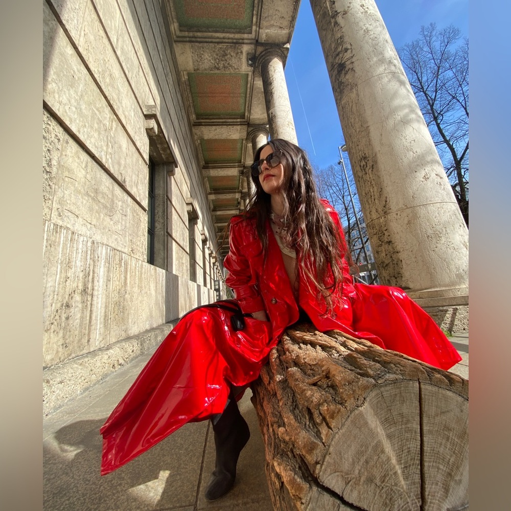 Vivetta Lacquer Red vinyl trench coat patent oversized latex rain trapeze Nerly - Picture 4 of 17